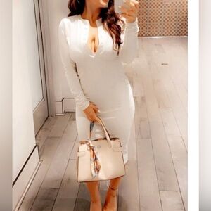 Reformation Cream Long Sleeve Dress